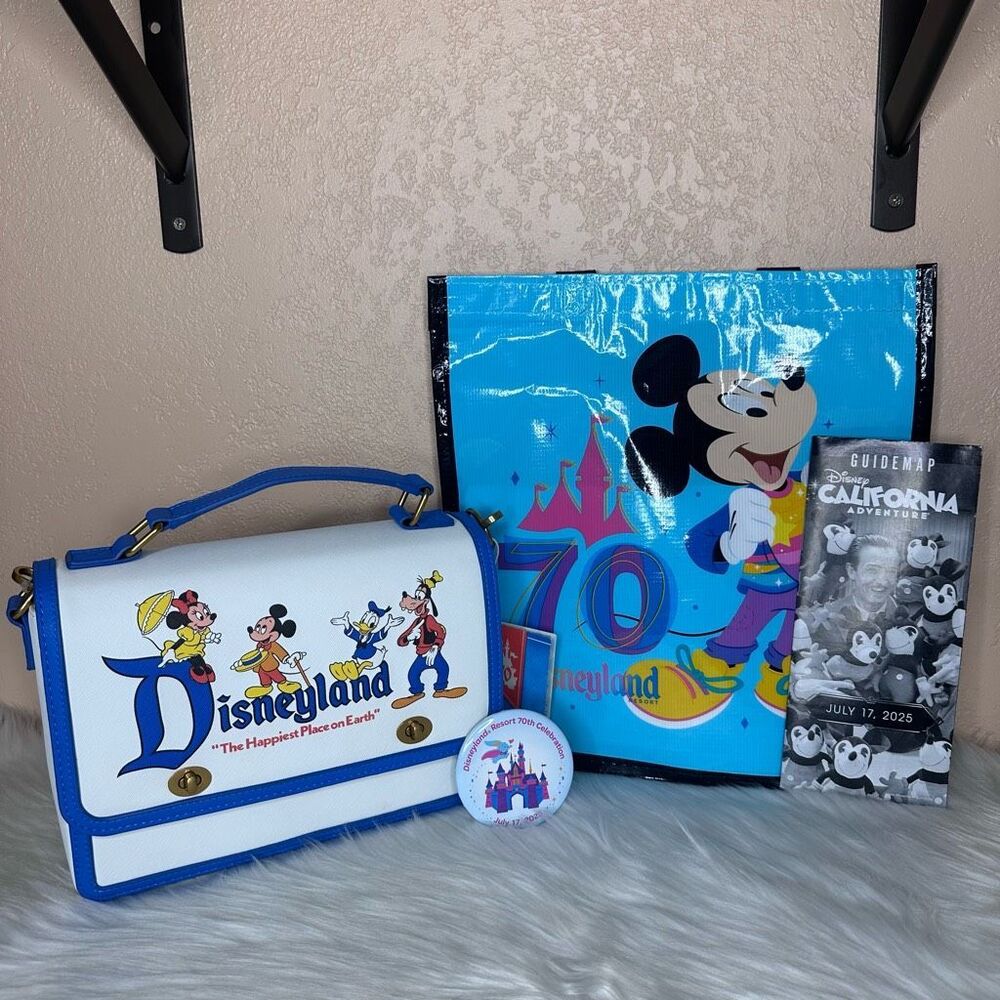 Disneyland 70th Anniversary Bundle Loungefly Crossbody Bag, Reusable Bag, Day Of